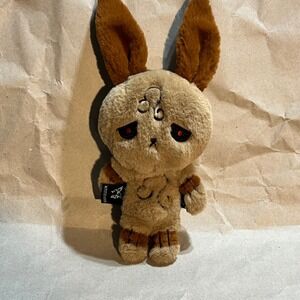 Mysterious 10" Plush Bunny Tan Gothic Spine Red Eyes Butterfly Tag Brown Rabbit